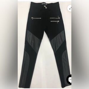 Blue Revival HELL ON WHEELS UNREAL LEATHER & PONTE SKINNY pants